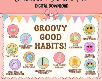 Groovy Good Habits Bulletin Board Kit for a Positive Classroom