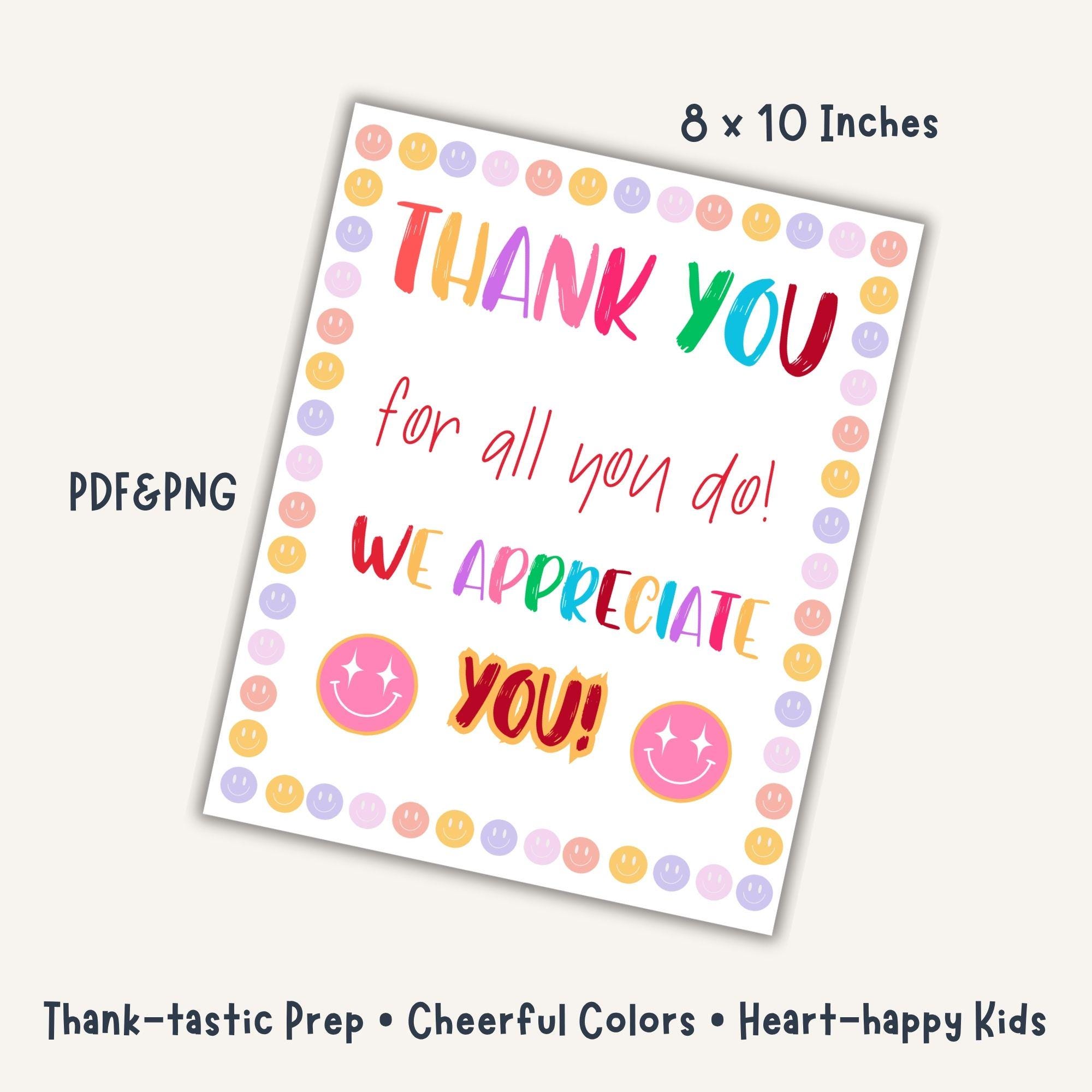 Staff Thank You Sign Groovy Printable Poster for Nurse and Teacher ...