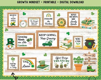 St Patricks Day Bulletin Board Kit Growth Mindset Classroom Decor For March Door Display