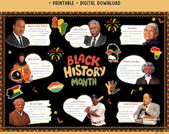 Black History Month Bulletin Board Kit 12 Important Figures Classroom Door Decor