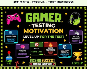 Gamer test prep motivation bulletin board kit for elementary classroom doors