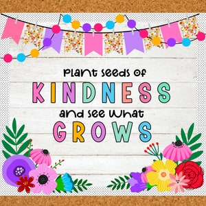 Plant Kindness Door Decor Spring Bulletin Boards  Kindness Bulletin Board April Bulletin Board  Craft Spring Door Decor