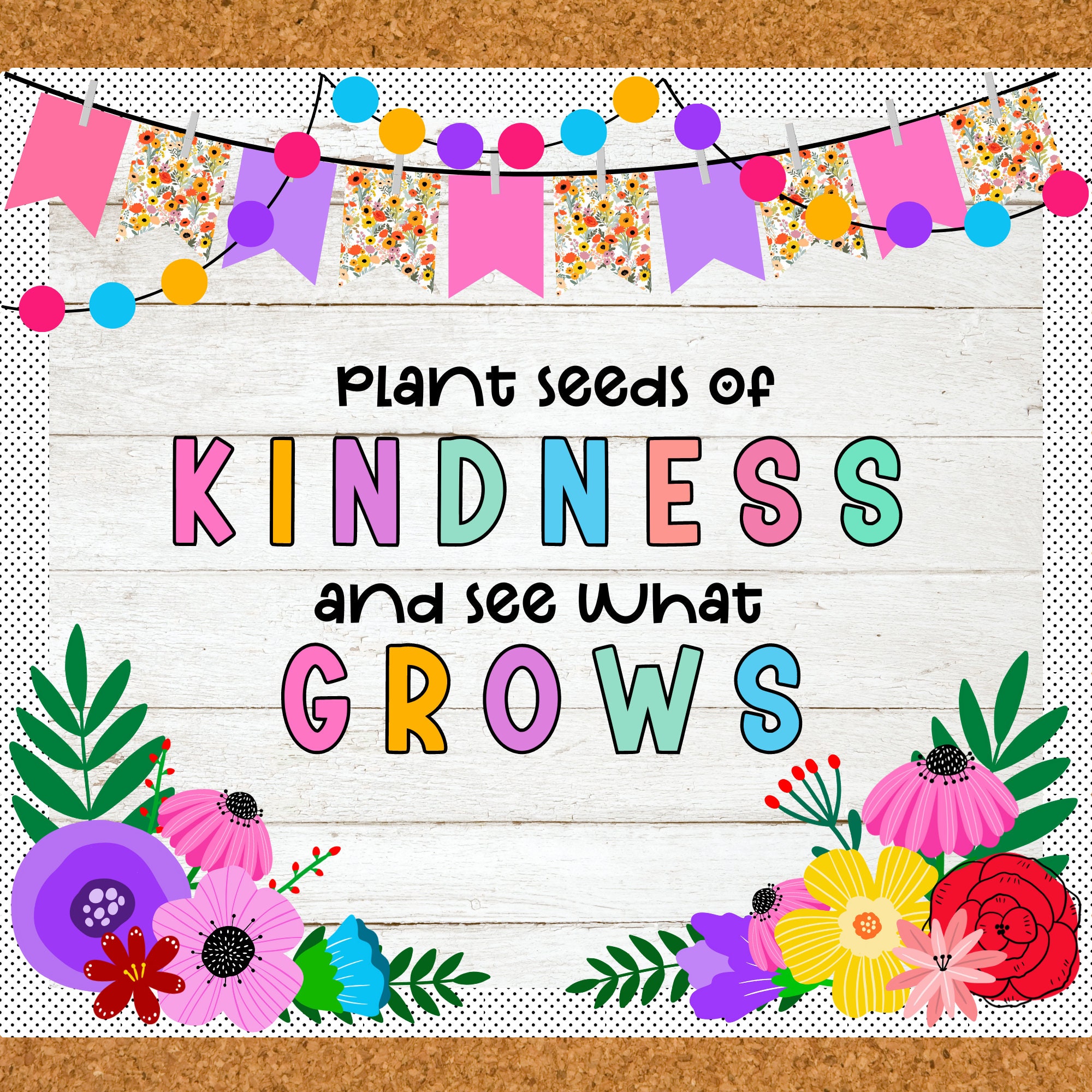 Plant Kindness Door Decor Spring Bulletin Boards  Kindness Bulletin Board April Bulletin Board  Craft Spring Door Decor