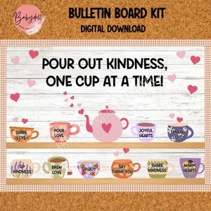 Positivitea Kindness Bulletin Board Kit Teacup Themed Back to School Door Decor August  September Classroom Decor Printable