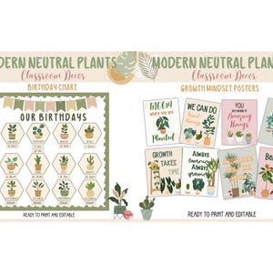 Modern Neutral Classroom Decor Bundle Boho Plant Theme Printable ...