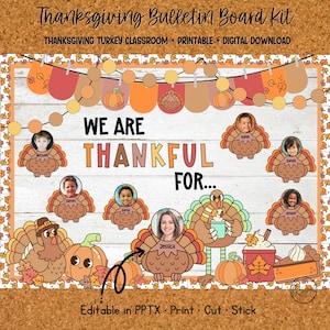 Editable Thanksgiving Turkey Bulletin Board Kit for Fall Classroom Decor