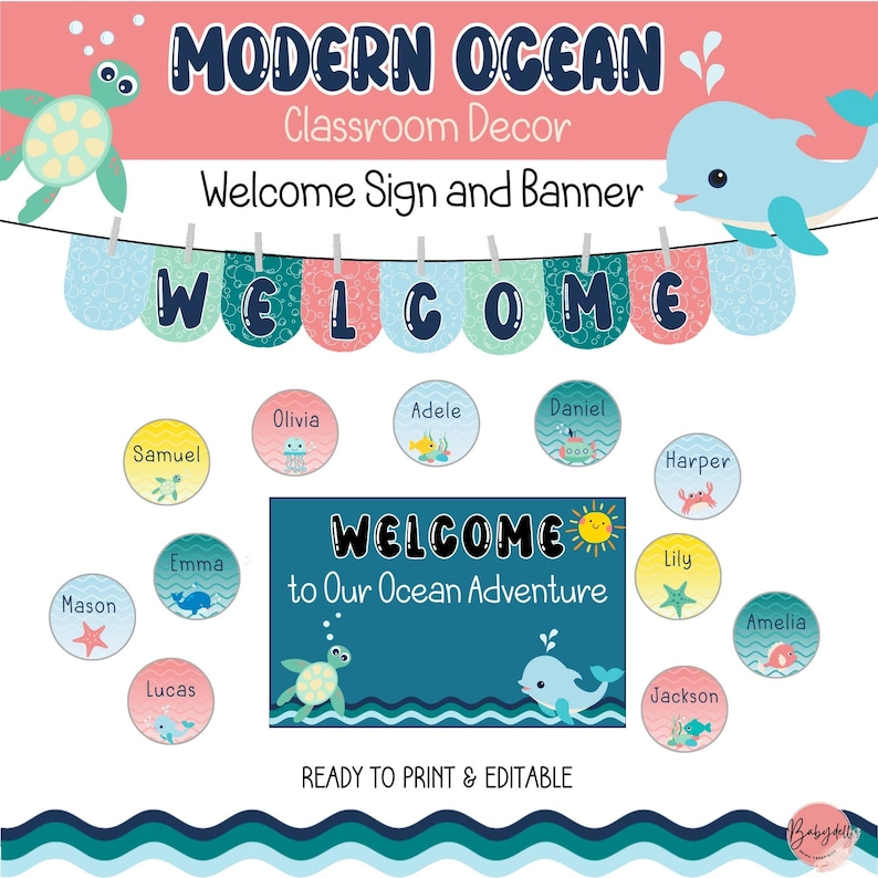 Ocean Classroom Decor Bundle Under the Sea Theme Printable Bulletin ...