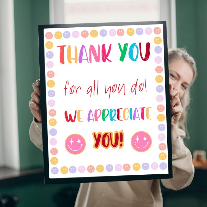 Staff Thank You Sign Groovy Printable Poster for Nurse and Teacher ...