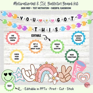 Retro Testing bulletin Board Kit Editable Pastel Classroom Decor Exam Motivation