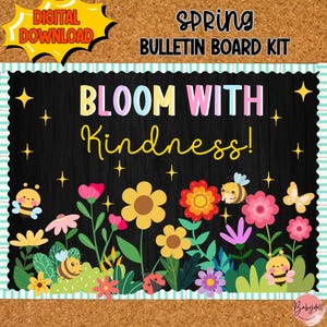 Spring Kindness Bulletin Board: Flower Classroom Decor (Digital Download)