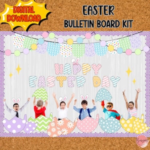 Easter Bulletin Board Kit | Easter Egg Classroom Decor | Spring Door Decoration | March Holiday Classroom Decor
