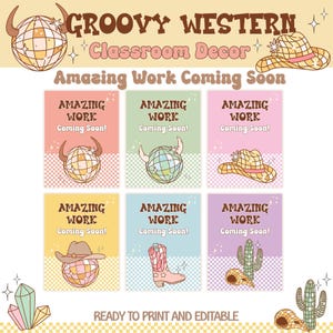Retro Western Classroom Decor Bundle Disco Cowgirl Theme Printable ...