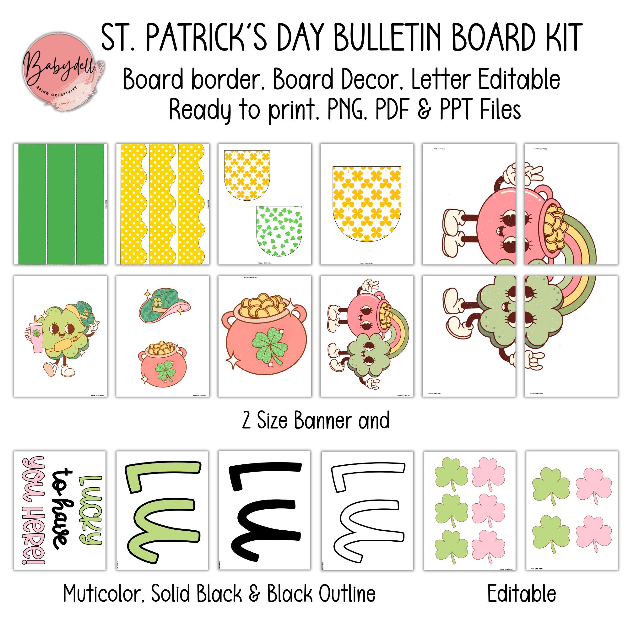 Groovy St Patricks Day Bulletin Board Kit Retro Decor Lucky to Have You ...