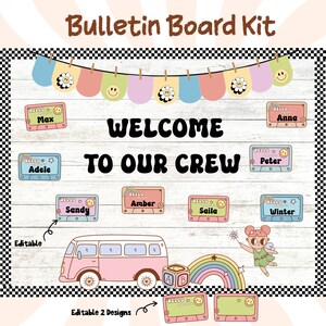 Groovy Welcome Back to School Bulletin Board Kit August Retro Classroom ...