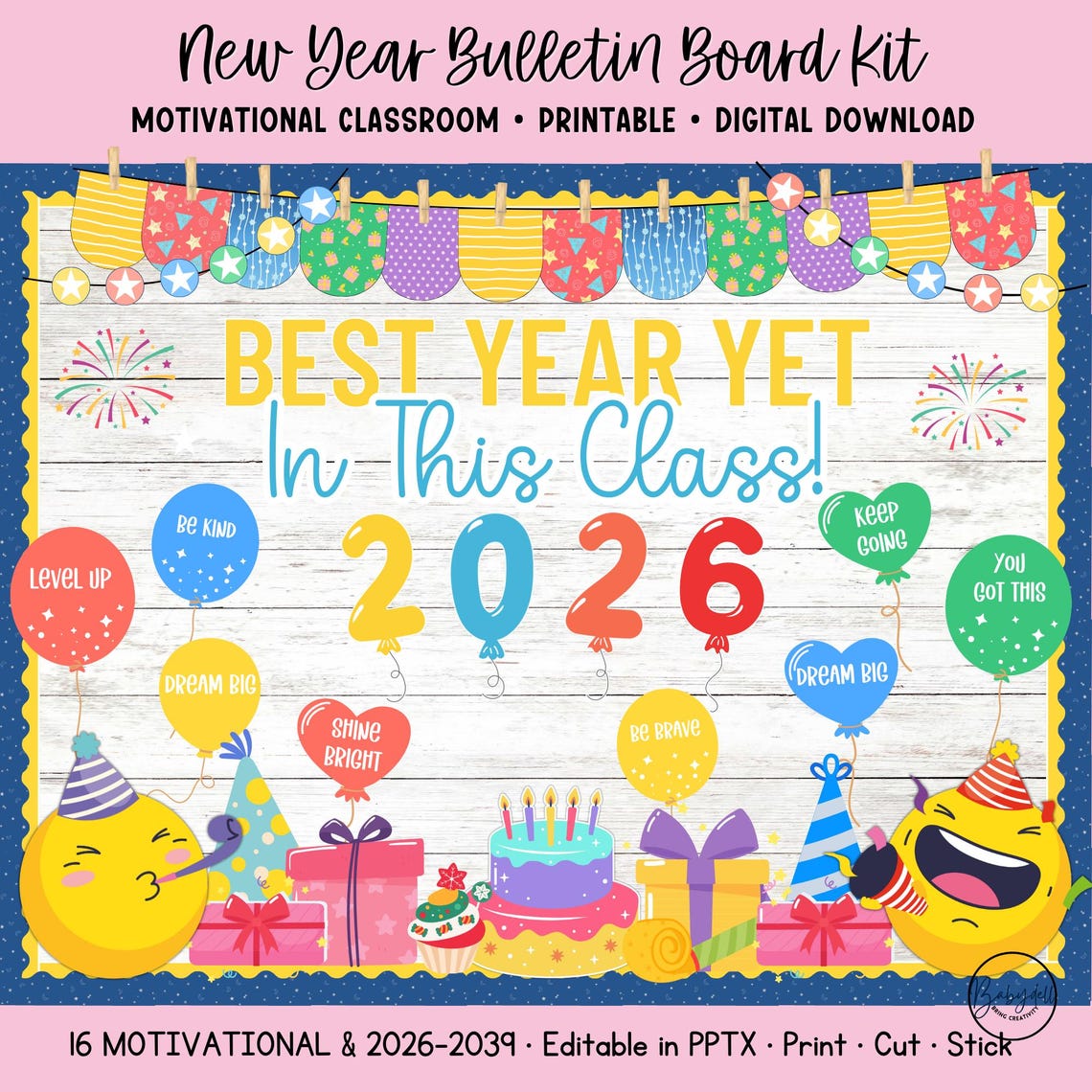 New Year 2026 Bulletin Board Kit - Motivational Classroom Door Decor ...