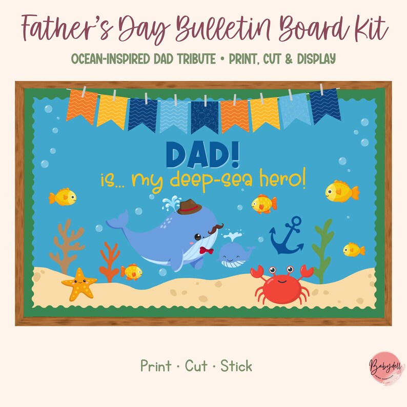 Fathers Day Board Ocean Classroom Decor With Whale and Fintastic Dad ...