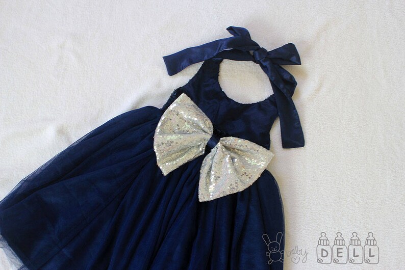 navy and blush flower girl dresses