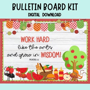 Ant Picnic Summer Bulletin Board Kit | Christian Classroom Door Decoration | Religious End of Year Display | Printable Teacher Decor