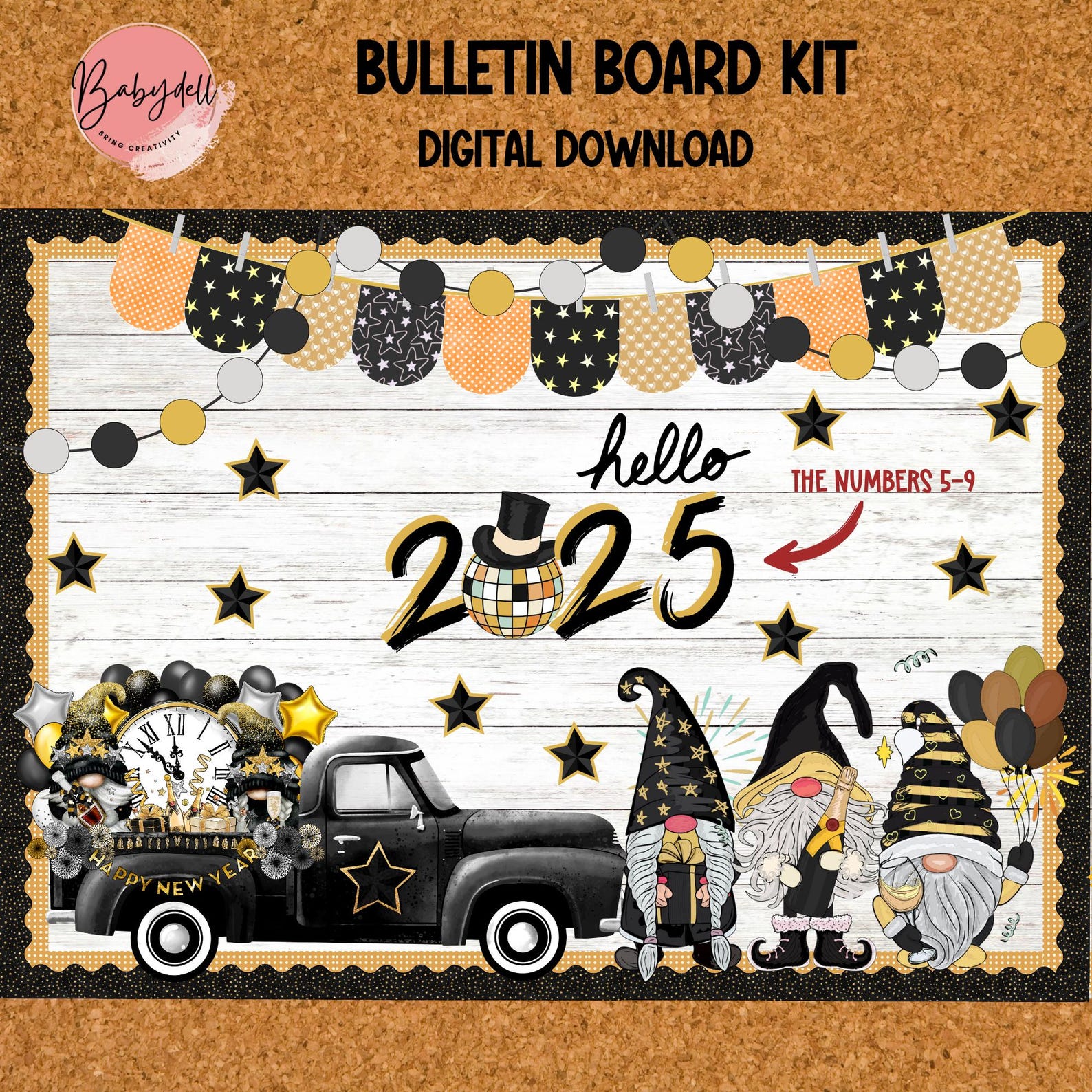 New Year Gnomes Bulletin Board Kit: Classroom Decor (digital Download ...