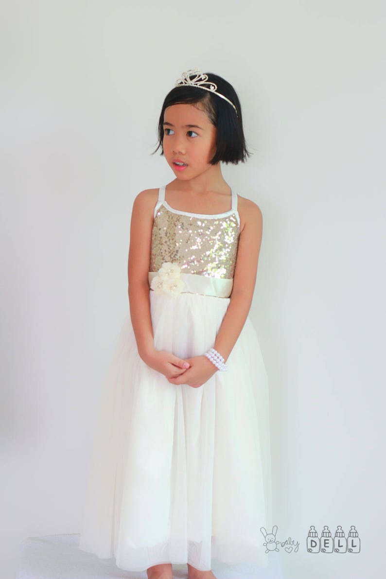 champagne gold flower girl dresses