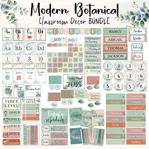 Eucalyptus Classroom Decor Bundle: Neutral Botanical Printables (Editable Digital Download)
