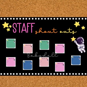 Kit de tableau d'affichage Star Shout Outs | Cartes de remerciement pour le personnel et les enseignants | Décoration murale Criez | Téléchargement numérique imprimable