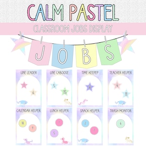 Calm Pastel Classroom Jobs Chart | Editable Student Job Display | Soft Neutral Teacher Decor | Digital Download