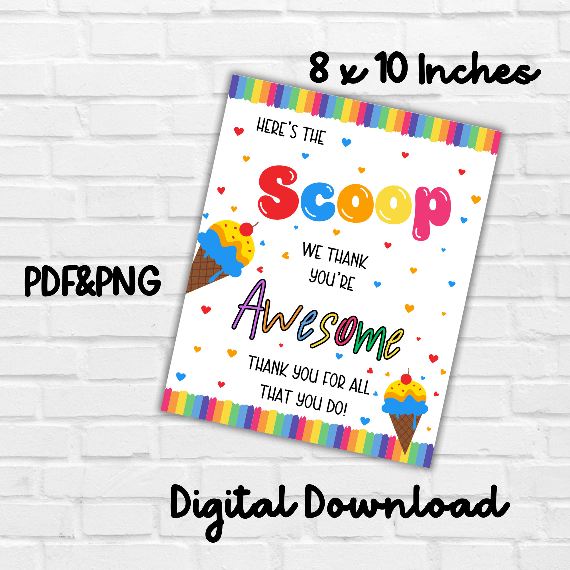 Icecream Teacher Appreciation Printable Thank You Sign Teacher Nurse