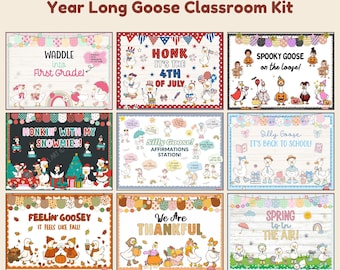 Holiday Bulletin Board Bundle with Editable Year-Round Silly Goose Classroom Decor