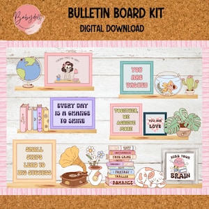 Retro Motivational Classroom Bulletin Board Kit: Editable Decor (PNG, PDF, PPT)
