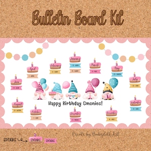 Gnome Birthday Bulletin Board Kit | Editable Classroom Birthday Display | Cute Student Wall Chart | Digital Download