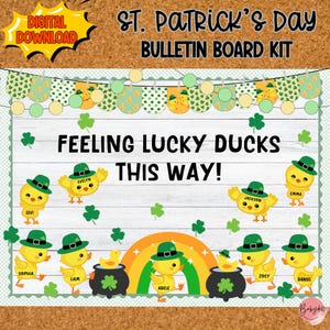 Lucky Ducks Bulletin Board Kit | St. Patrick&#39;s Day Classroom Decor | Fun & Festive March Display | Printable Door Decor