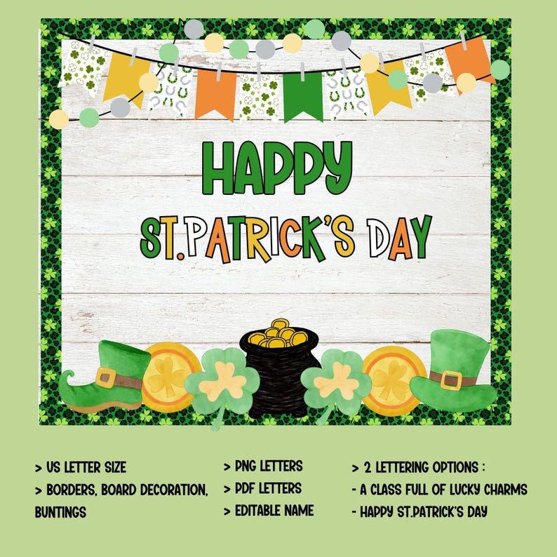 St Patricks Day Bulletin Board Kit Class Full of Lucky Charms Decor ...