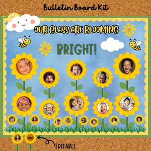 Spring Bulletin Board Kit with Flowers, Floral Classroom Decor for Teacher, Our Class is in Full Bloom Display, Printable Wall Art