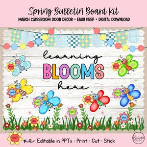 Spring Bulletin Board Kit Butterfly Classroom Decor Editable Spring ...