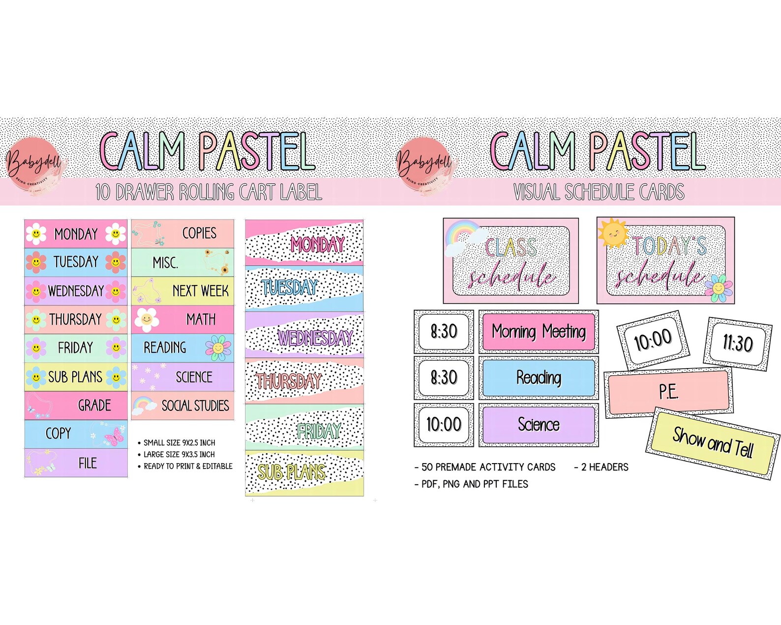 Calm Pastel Classroom Decor Bundle Editable Rainbow Theme Printable Set ...