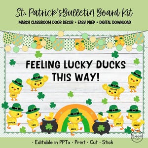 Lucky Ducks St. Patrick's Day Bulletin Board Kit for Classroom Door Decor