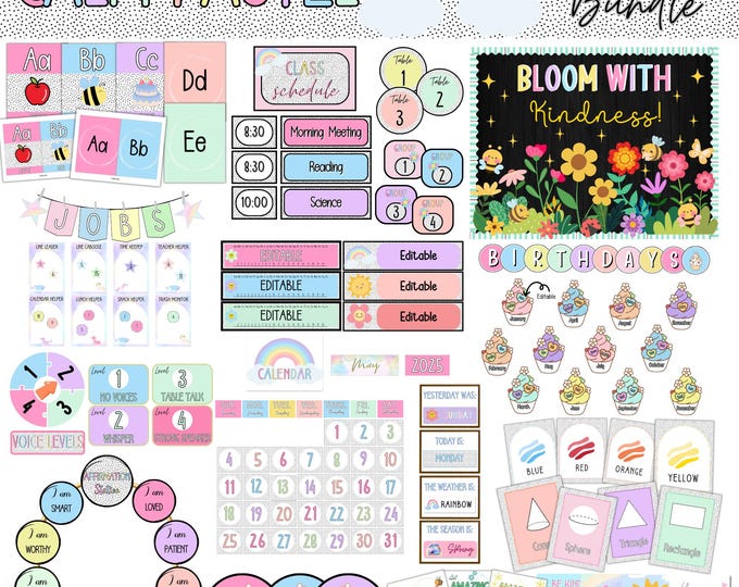 Editable Classroom Soft Clouds Complete Collection Printable Bundle ...