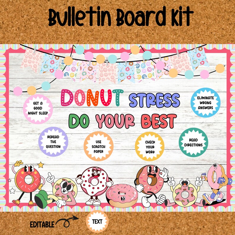 Donut Stress Test Prep Bulletin Board Kit: Classroom Decor - Etsy