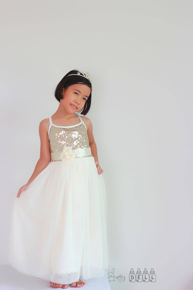 champagne gold flower girl dresses