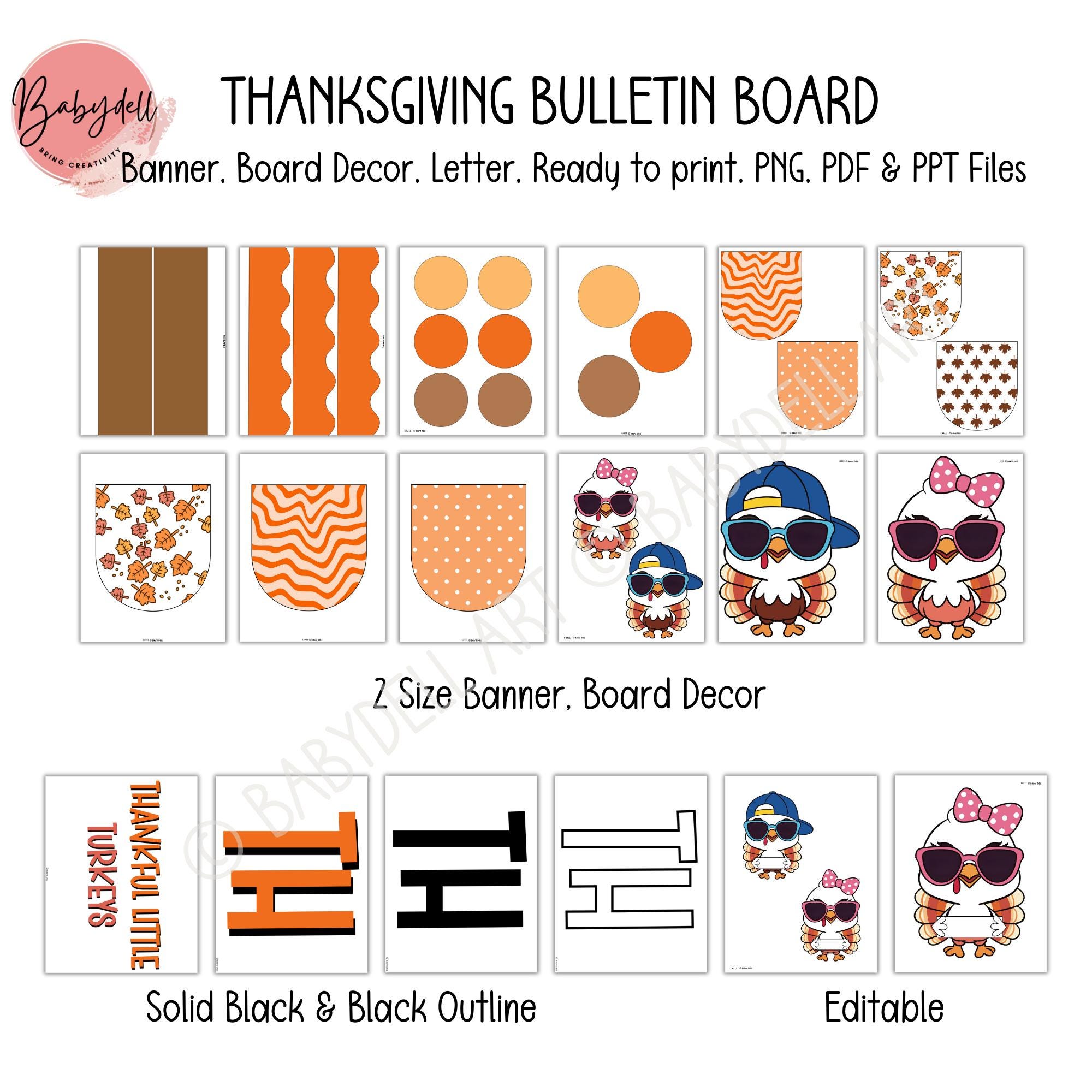 Thanksgiving Truthahn Pinnwand-Set – 31 Ausschnitte Für Herbst- Und Deko Im Klassenzimmer Oder Zuhause