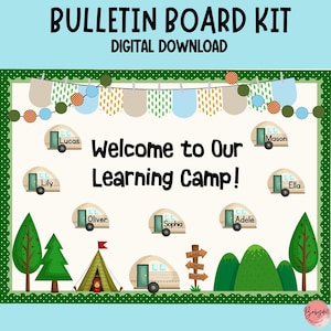 Adventure Camping Classroom Decor, Editable Back to School Bulletin Board, Woodland Forest Theme Teacher Resource, Printable Learning Camp