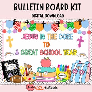 Jesus is the Core Bulletin Board Kit: Christian Back to School Decor (Digital Download)
