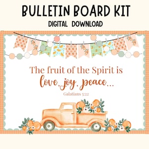 Summer Bulletin Board Kit | Christian Bible Verse Classroom Decor | Orange Truck Printable Decor