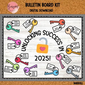 Erfolg im neuen Jahr Bulletin Board Kit freischalten | Januar Klassenzimmer Dekor | Motivierend für Kinder