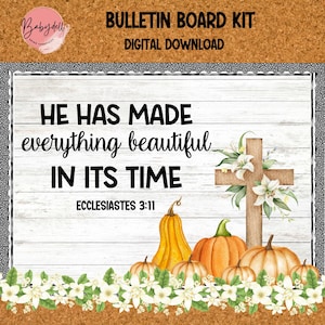 Christian Fall Bulletin Board Kit: Thankful, Grateful, Blessed (PNG & PDF Digital Download)