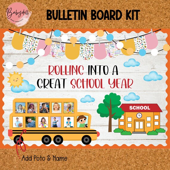 Editable School Bus Bulletin Board Kit, Welcome Back Classroom Door Decor