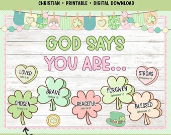 Christian Bulletin Board St Patricks Day Kit God Says You Are Bible Verses