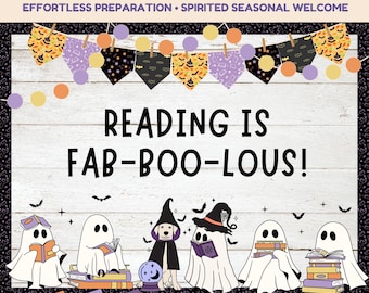 Spooky Reading Halloween Bulletin Board Kit Editable Classroom Decor for Elementary Teachers