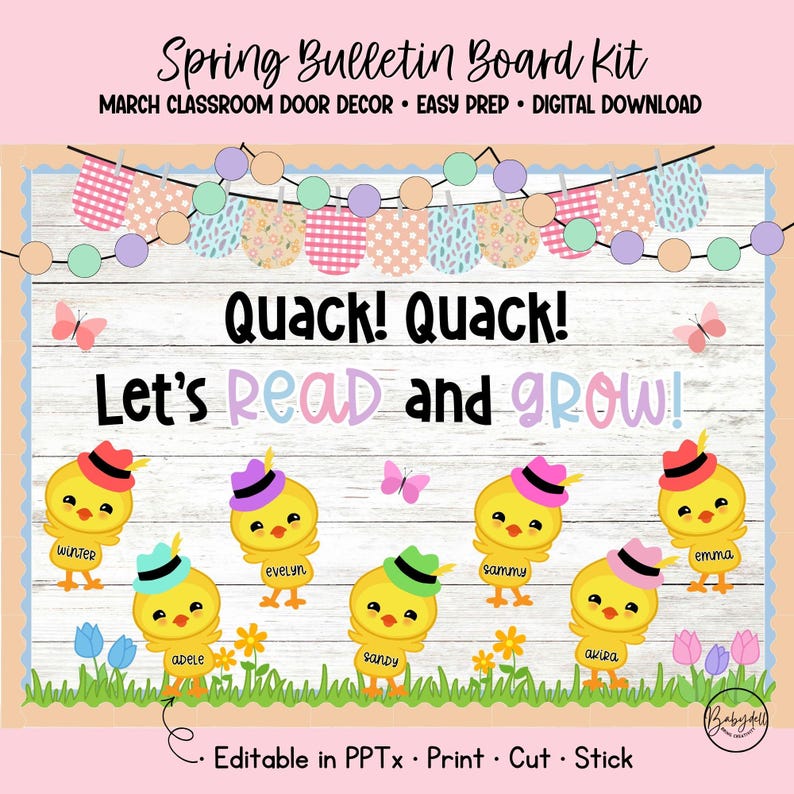 Duck Bulletin Board Kit for Spring Classroom Decor With Editable Name ...